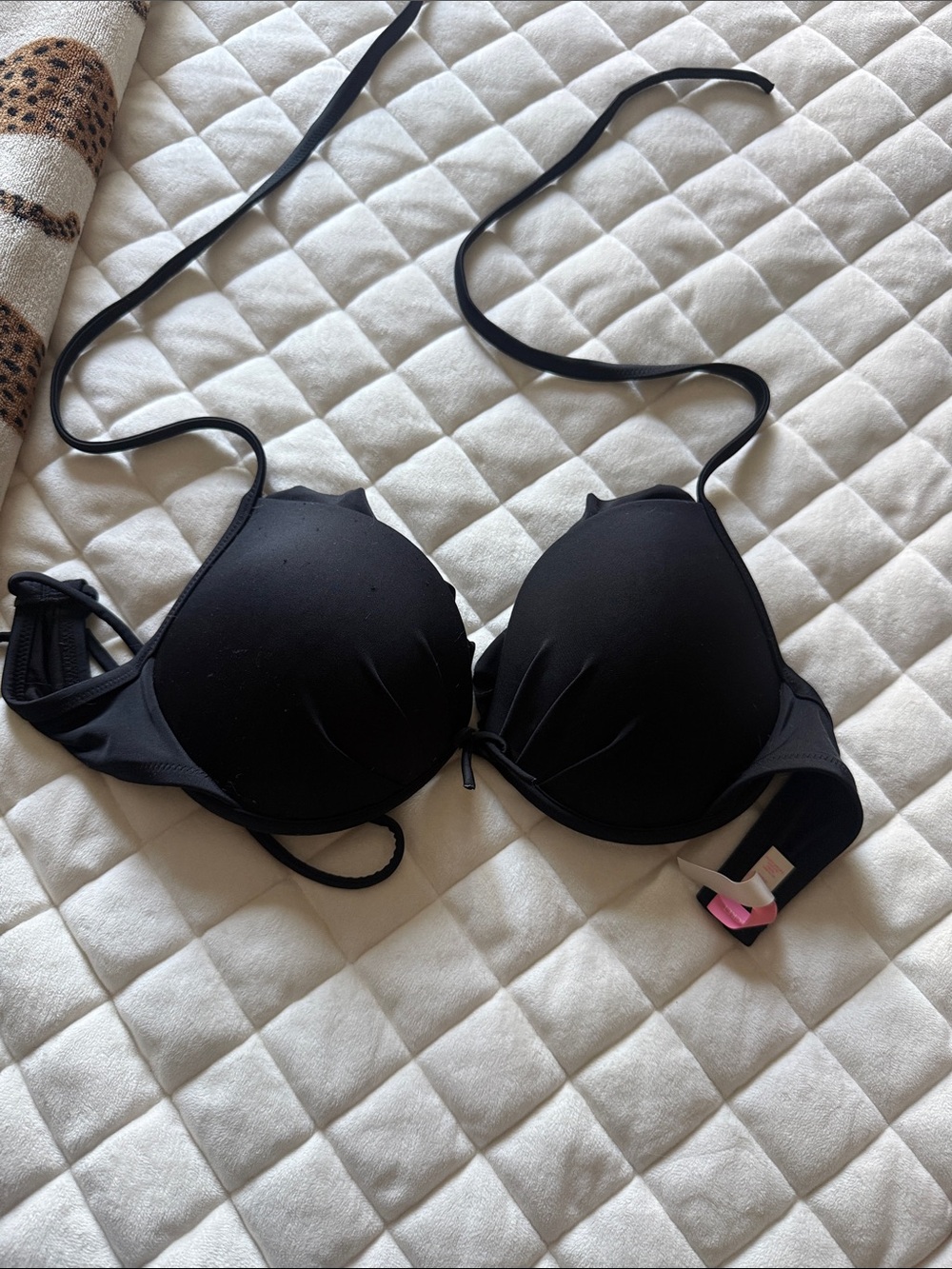Victoria's Secret Black Padded Halter Bikini Top